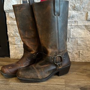 Brown Leather boot with small heel